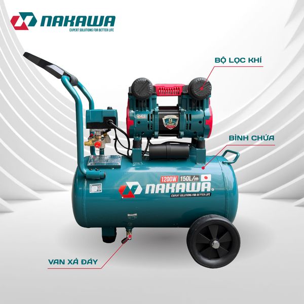 Máy nén khí không dầu, tốc nhanh, siêu êm NK-BH1630E - 30 lít