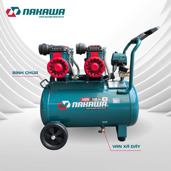 Máy nén khí không dầu, tốc nhanh, siêu êm NK-BH3245E - 45 lít