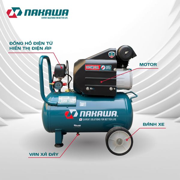 Máy Nén Khí đầu liền 2 tụ NAKAWA NK-2T2530PRO