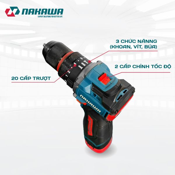 Máy khoan pin 3 chức năng NAKAWA NK-KD1610/60PLUS