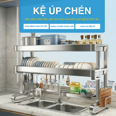 Kệ MARIS Úp Chén Bát Đĩa Trên Bồn Rửa Chén 2 Tầng Inox 304 Bền Bỉ Và Sáng Bóng Tiện Lợi Cho Nhà Bếp