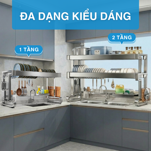 Kệ MARIS Úp Chén Bát Đĩa Trên Bồn Rửa Chén 2 Tầng Inox 304 Bền Bỉ Và Sáng Bóng Tiện Lợi Cho Nhà Bếp
