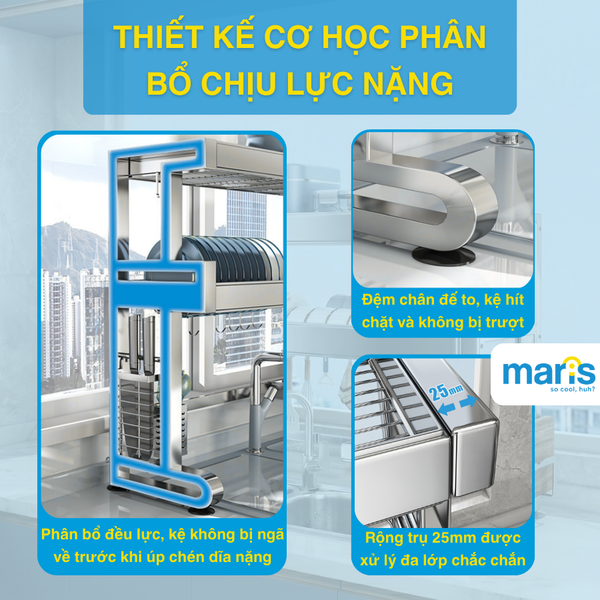Kệ MARIS Úp Chén Bát Đĩa Trên Bồn Rửa Chén 2 Tầng Inox 304 Bền Bỉ Và Sáng Bóng Tiện Lợi Cho Nhà Bếp