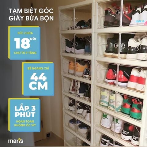 Tủ Giày Gấp Gọn 6-9 Đa Tầng, 12-18 Đôi Cao Cấp Nhựa PP + PET + ABS MARIS Tiết Kiệm Không Gian