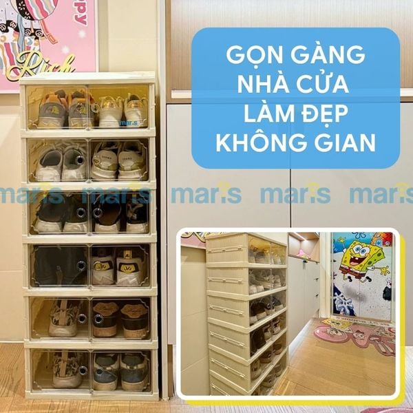 Tủ Giày Gấp Gọn 6-9 Đa Tầng, 12-18 Đôi Cao Cấp Nhựa PP + PET + ABS MARIS Tiết Kiệm Không Gian