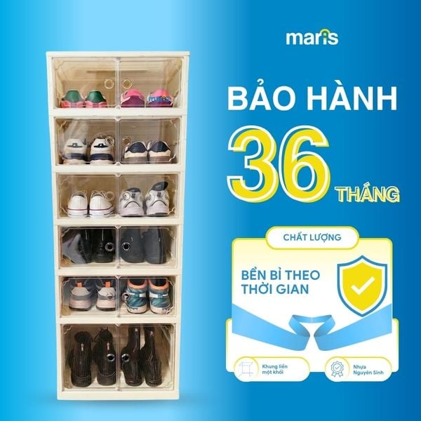 Tủ Giày Gấp Gọn 6-9 Đa Tầng, 12-18 Đôi Cao Cấp Nhựa PP + PET + ABS MARIS Tiết Kiệm Không Gian