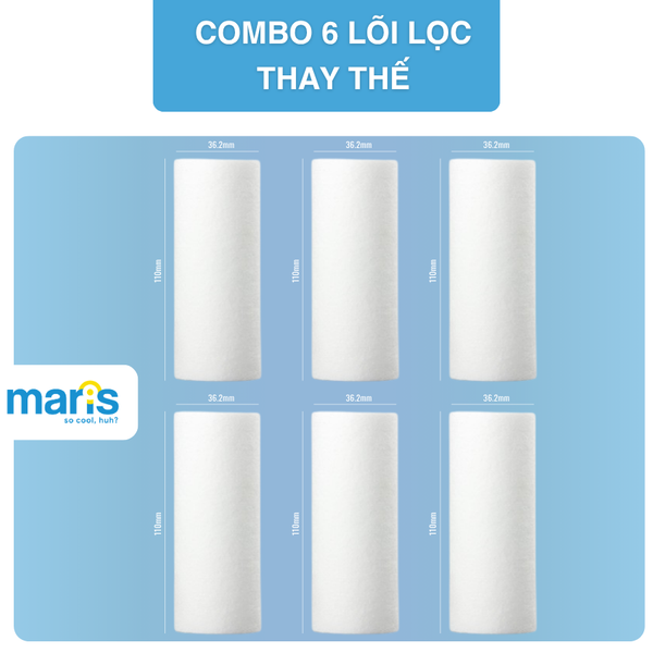 Bộ Lọc Nước Tắm Gắn Vòi Đa Năng MARIS Sẵn Lõi Lọc 0.005mm, Gắn Máy Giặt, Vòi Sen, Bồn Rửa Thay Được Lõi