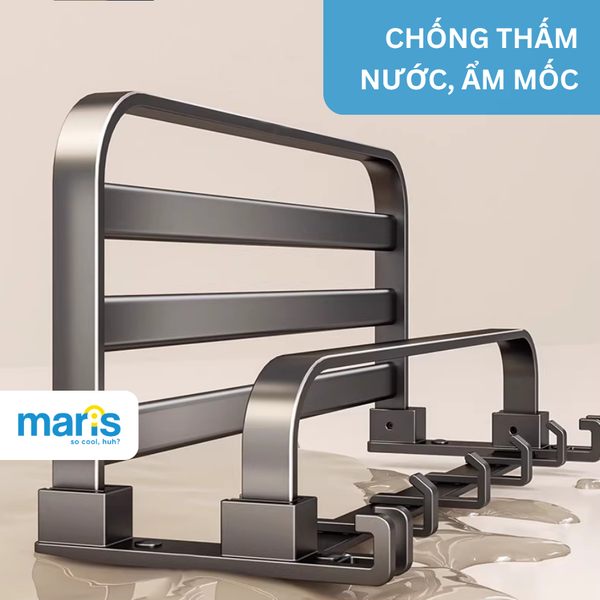 Giá Treo Khăn Nhà Tắm MARIS Dán Tường Không Cần Khoan, Có Thể Gấp Gọn 90 Độ, Chất Liệu Nhôm Anod và Thép Carbon Siêu Bền