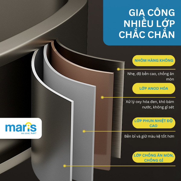 Giá Treo Khăn Nhà Tắm MARIS Dán Tường Không Cần Khoan, Có Thể Gấp Gọn 90 Độ, Chất Liệu Nhôm Anod và Thép Carbon Siêu Bền