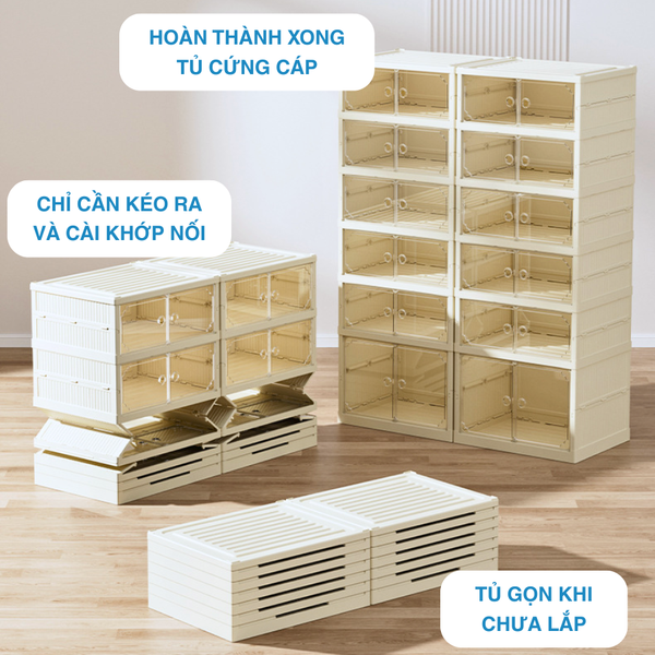 Tủ Giày Gấp Gọn 6-9 Đa Tầng, 12-18 Đôi Cao Cấp Nhựa PP + PET + ABS MARIS Tiết Kiệm Không Gian