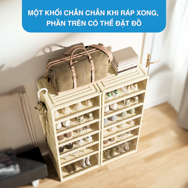 Tủ Giày Gấp Gọn 6-9 Đa Tầng, 12-18 Đôi Cao Cấp Nhựa PP + PET + ABS MARIS Tiết Kiệm Không Gian