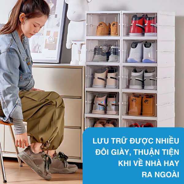 Tủ Giày Gấp Gọn 6-9 Đa Tầng, 12-18 Đôi Cao Cấp Nhựa PP + PET + ABS MARIS Tiết Kiệm Không Gian