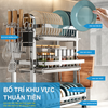 Kệ Nhà Bếp MARIS Kệ Chén Đĩa Đa Năng Inox Có Khay Hứng Nước 2 Tầng 3 Tầng Kèm Phụ Kiện Giá Để Đũa Dao Thớt