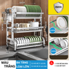 Kệ Nhà Bếp MARIS Kệ Chén Đĩa Đa Năng Inox Có Khay Hứng Nước 2 Tầng 3 Tầng Kèm Phụ Kiện Giá Để Đũa Dao Thớt