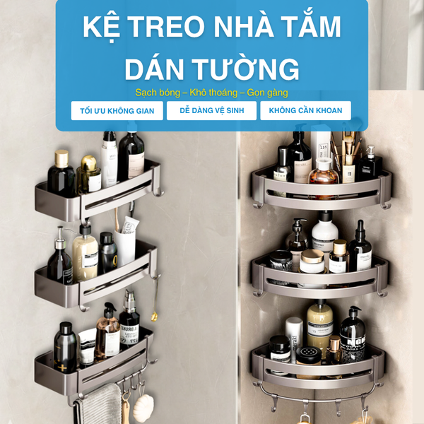 Kệ Góc Nhà Tắm MARIS, Kệ Góc Dán Tường Để Đồ Nhà Tắm Đa Năng Lắp Đặt Bằng Keo Chuyên Dụng Hoặc Ốc Vít
