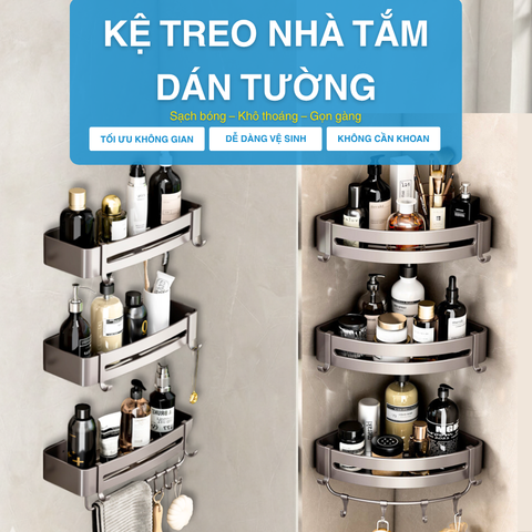Kệ Góc Nhà Tắm MARIS, Kệ Góc Dán Tường Để Đồ Nhà Tắm Đa Năng Lắp Đặt Bằng Keo Chuyên Dụng Hoặc Ốc Vít