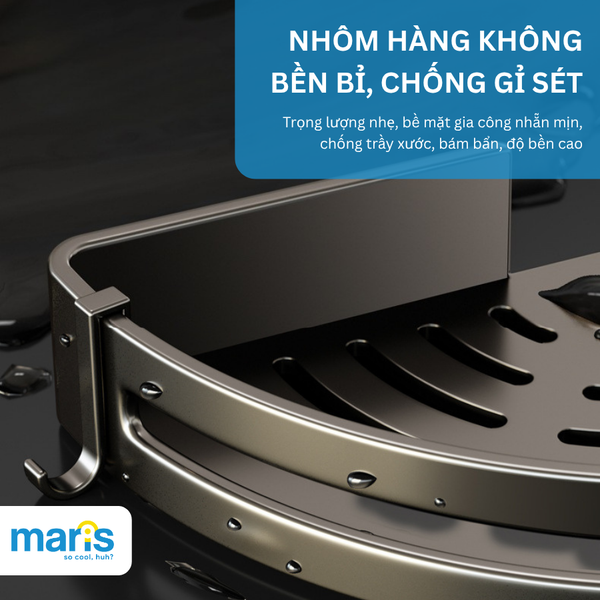 Kệ Góc Nhà Tắm MARIS, Kệ Góc Dán Tường Để Đồ Nhà Tắm Đa Năng Lắp Đặt Bằng Keo Chuyên Dụng Hoặc Ốc Vít