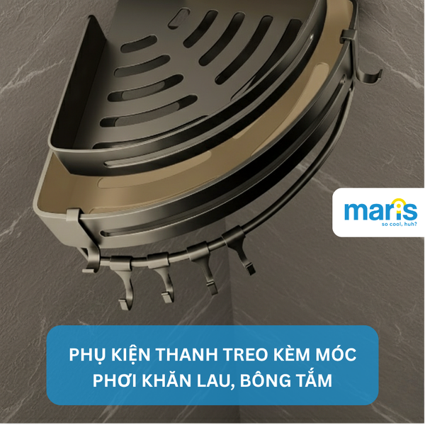 Kệ Góc Nhà Tắm MARIS, Kệ Góc Dán Tường Để Đồ Nhà Tắm Đa Năng Lắp Đặt Bằng Keo Chuyên Dụng Hoặc Ốc Vít