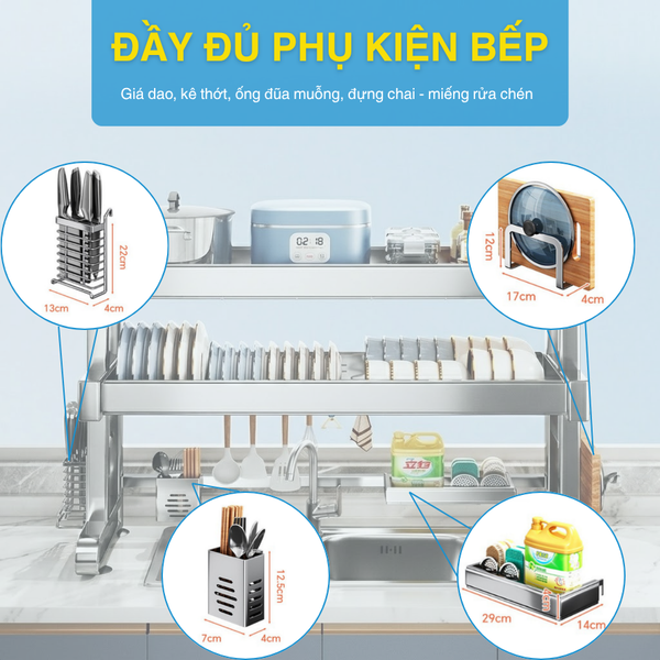 Kệ MARIS Úp Chén Bát Đĩa Trên Bồn Rửa Chén 2 Tầng Inox 304 Bền Bỉ Và Sáng Bóng Tiện Lợi Cho Nhà Bếp