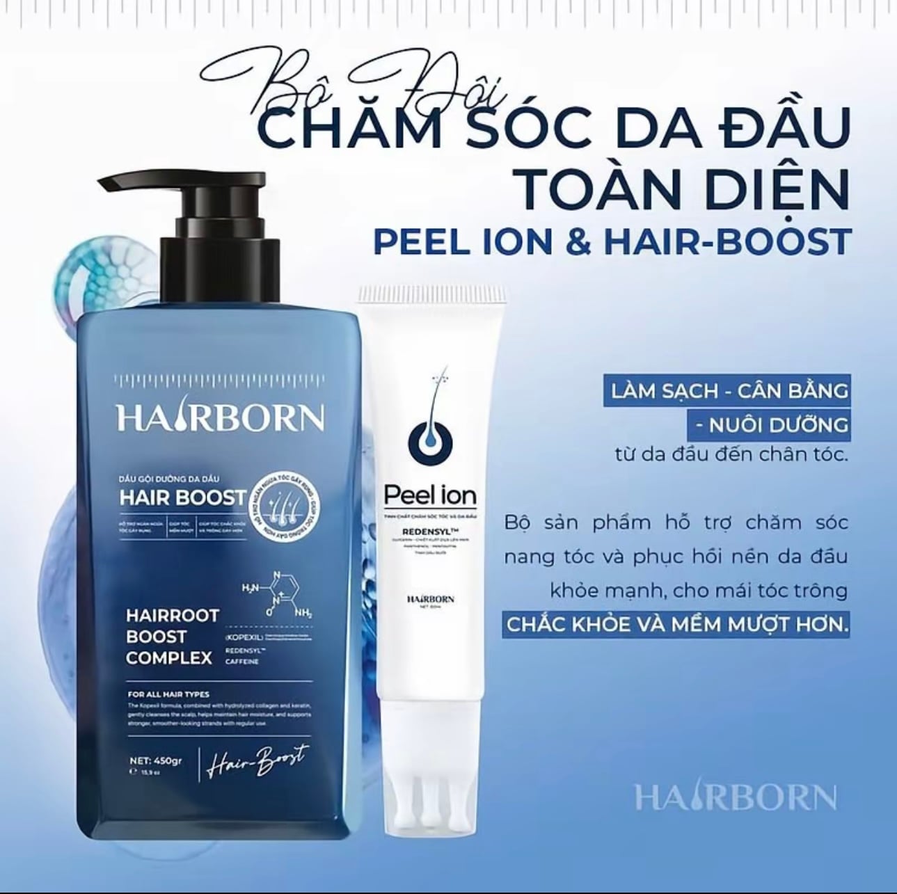  M41 - Dầu gội HairBoost + Peel lăn tóc HairBorn 