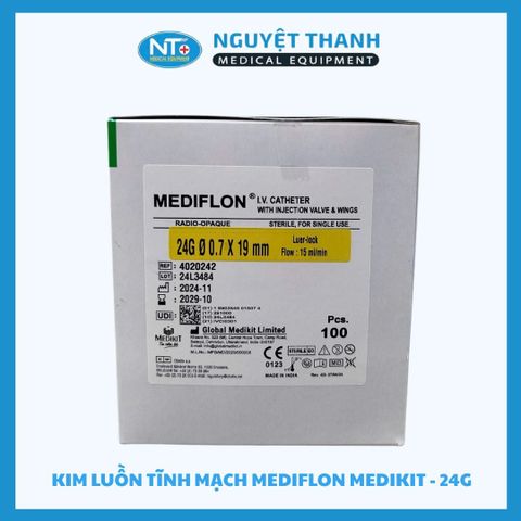 1 HỘP (100 CÂY) Kim luồn 24 Medikit