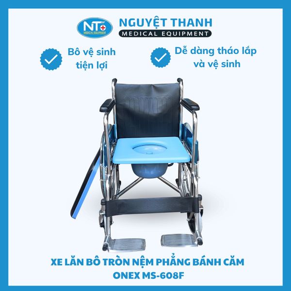 Xe Lăn Bô Tròn, Bô Tròn Nệm Phẳng Bánh Căm One-X MS-608 F