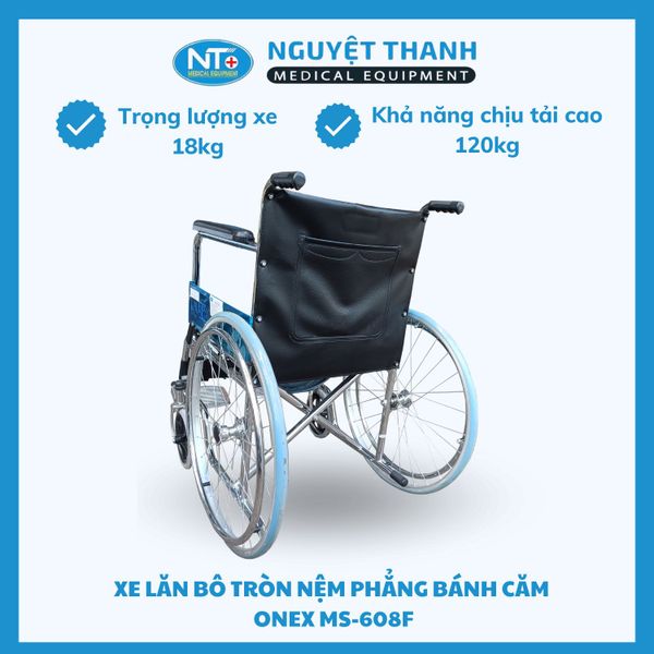 Xe Lăn Bô Tròn, Bô Tròn Nệm Phẳng Bánh Căm One-X MS-608 F