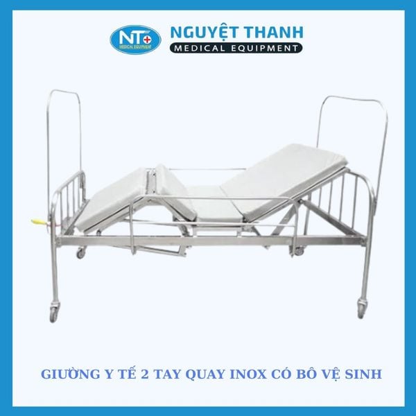 Giường Inox 2 Tay Quay Có Bô Thanh Chắn