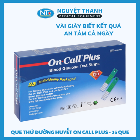 Que Thử Đường Huyết Acon On Call Plus, 25 Que/ Hộp