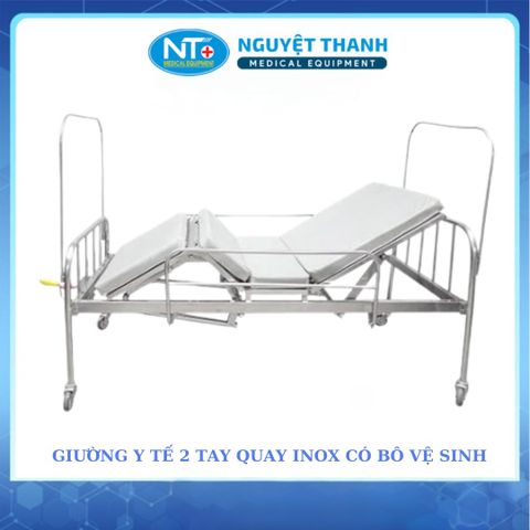 Giường Inox 2 Tay Quay Có Bô Thanh Chắn