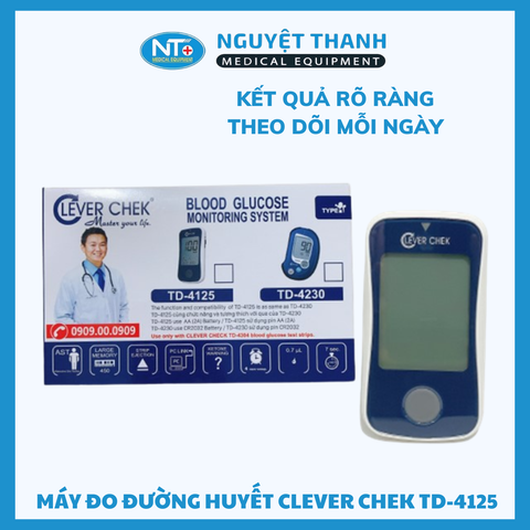 Máy Đo Đường Huyết Clever Chek TD-4125 Chính Hãng, Công Nghệ Đức