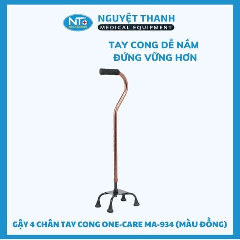 Gậy 4 Chân Tay Cong One-Care MA-934 (Màu Đồng)