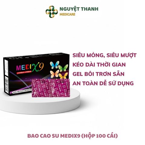 Bao Cao Su Medix9 Hộp 100 Cái Siêu Mỏng Chất Bôi Trơn Tự Nhiên