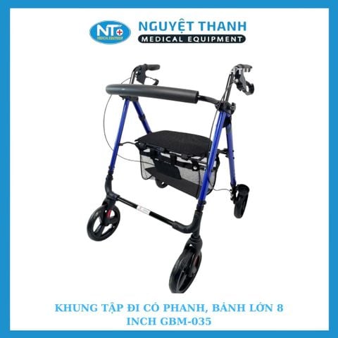 Khung tập đi có phanh, bánh lớn 8