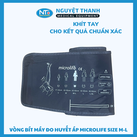 Vòng Bít Máy Đo Huyết Áp Microlife 4G (Màu Đen) - Size M-L