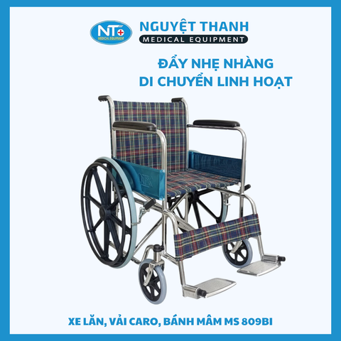 Xe Lăn Vải Caro Bánh Mâm One-X MS-809BI