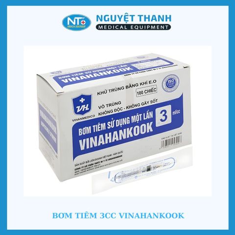 1 HỘP (100 ỐNG) Bơm tiêm Vinahankook 3ml - 5/8
