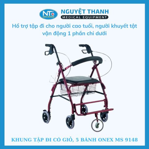 Khung Tập Đi Có Giỏ, 5 Bánh ONE-X MS-9148