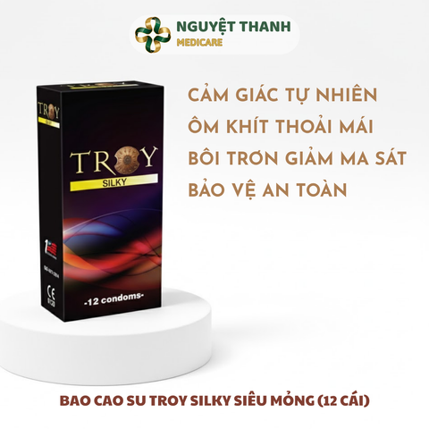 Bao Cao Su Troy Silky Siêu Mỏng Ôm Sát Tăng Cảm Giác (Hộp 12 Cái)