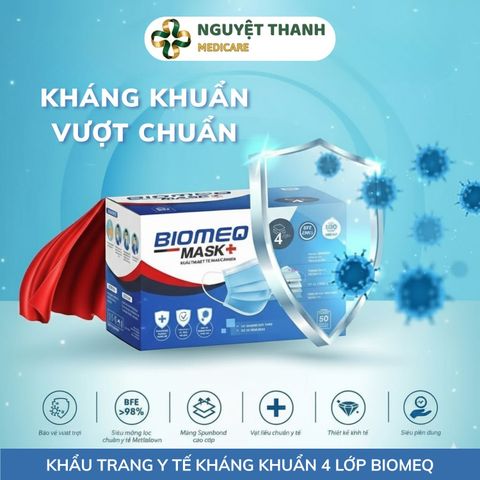 Khẩu Trang Y Tế Kháng Khuẩn 4 Lớp BIOMEQ MASK+ (Hộp 50 Cái)