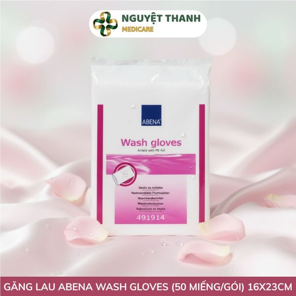 Găng Lau Vệ Sinh Khô Abena Wash Gloves 50 Miếng Chính Hãng