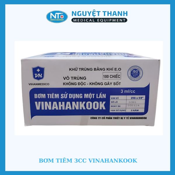 1 HỘP (100 ỐNG) Bơm tiêm Vinahankook 3ml - 23G
