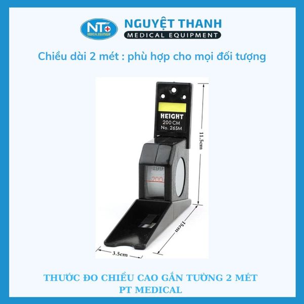 Thước Đo Chiều Cao Gắn Tường 2 Mét PT Medical