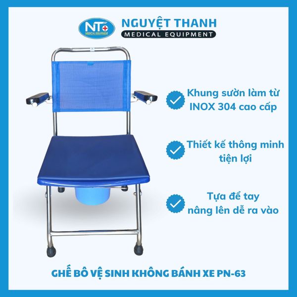 Ghế bô vệ sinh inox không có bánh xe – PN63