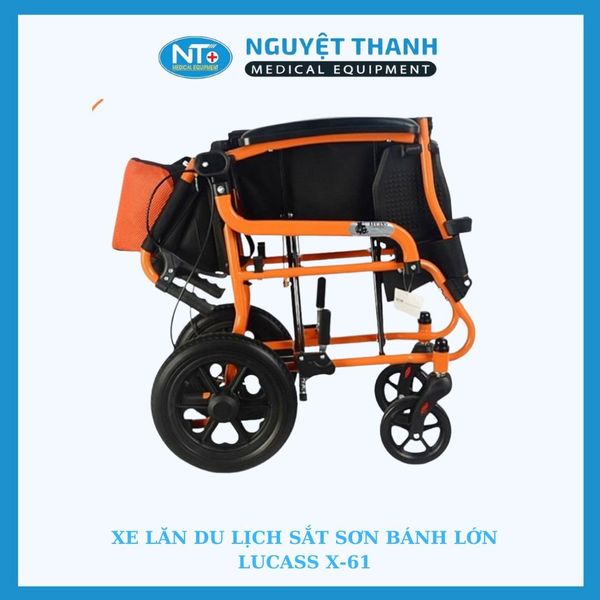 Xe Lăn Du Lịch Sắt Sơn Bánh Lớn Lucass X-61
