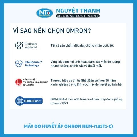 Máy đo huyết áp Omron HEM-7183T1-C kết nối Bluetooth