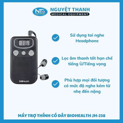 Máy Trợ Thính Bỏ Túi BioHealth JH-238 Chính Hãng, Giá Tốt