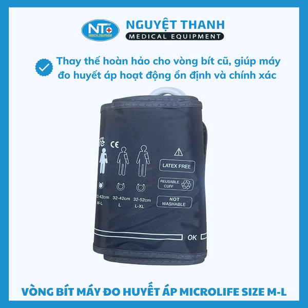 Vòng Bít Máy Đo Huyết Áp Microlife 4G (Màu Đen) - Size M-L