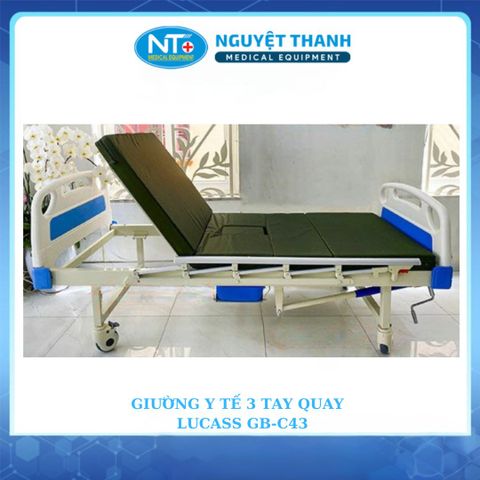 Giường Bệnh Nhân 3 Tay Quay Có Bô Lucass GB-C43 (2 tay quay + 1 cần gạt)