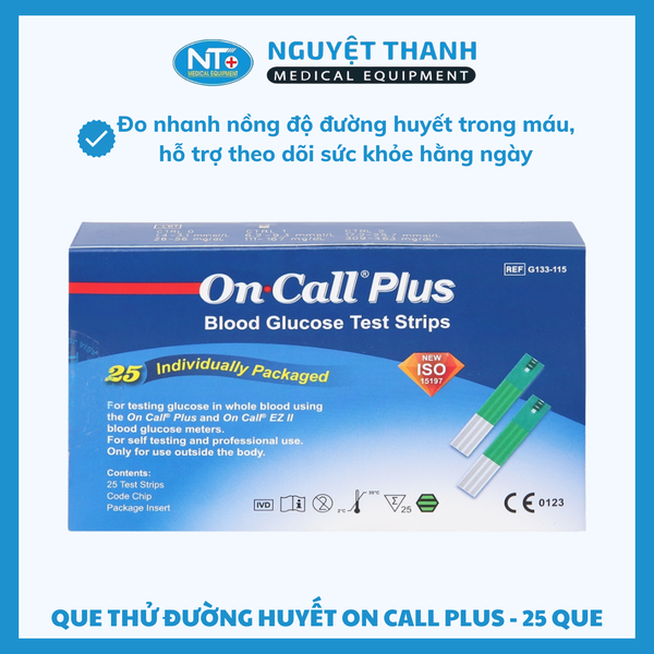 Que Thử Đường Huyết Acon On Call Plus, 25 Que/ Hộp